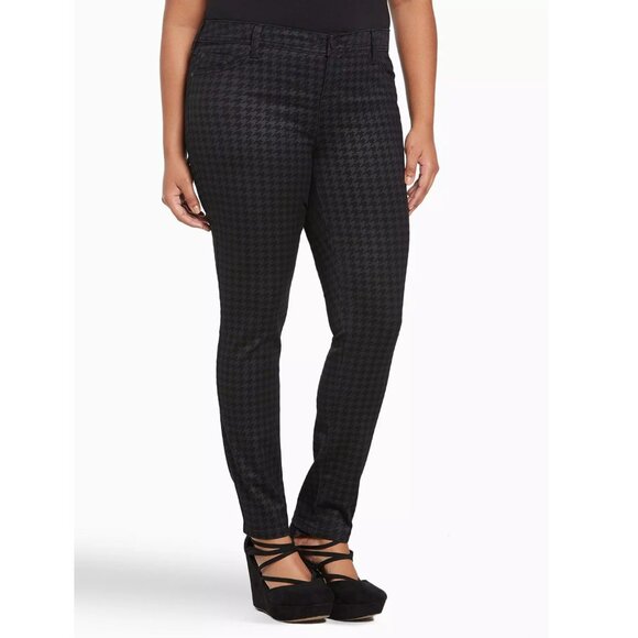 Torrid Super Soft Black Houndstooth Skinny Jeans size 12R Elastic Waist Stretch - Picture 14 of 14